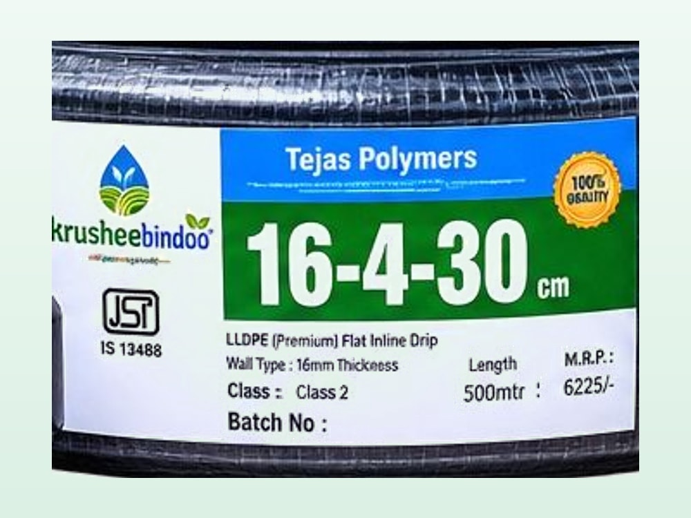 Krusheebindoo Flat Inline Drip 16 mm - 4 LPH - 30 cm - drip irrigation product by Tejas Polymers
